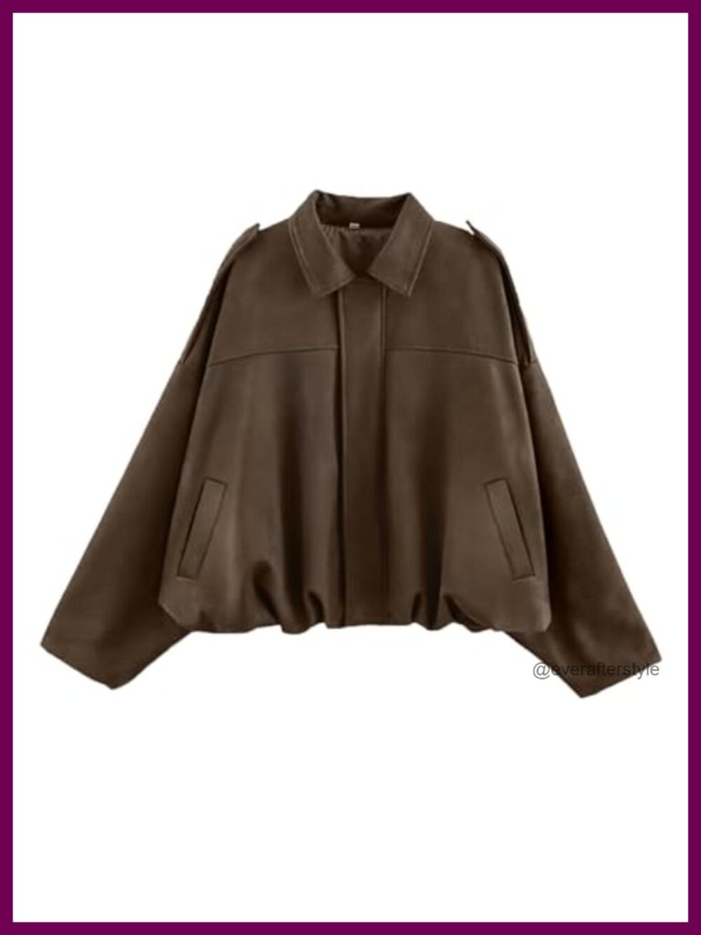 Faux Suede Bomber Jacket Oversized Bat Sleeve Zip Casual Coat
